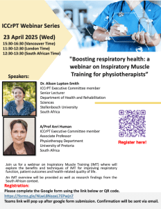 ICCrPT Webinar Series – “Boosting respiratory health: a webinar on Inspiratory Muscle Training for physiotherapists”