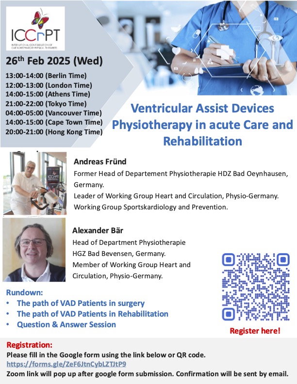 ICCrPT Webinar Series – “Ventricular Assist Devices: Physiotherapy in acute Care and&nbsp;Rehabilitation”