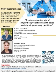 ICCrPT Webinar Series – “Breathe easier: the role of physiotherapy in children with acute and chronic pulmonary&nbsp;conditions”