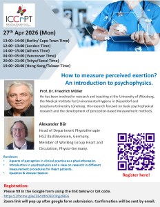 ICCrPT Webinar Series – 
“How to measure perceived exertion?
An introduction to psychophysics.”